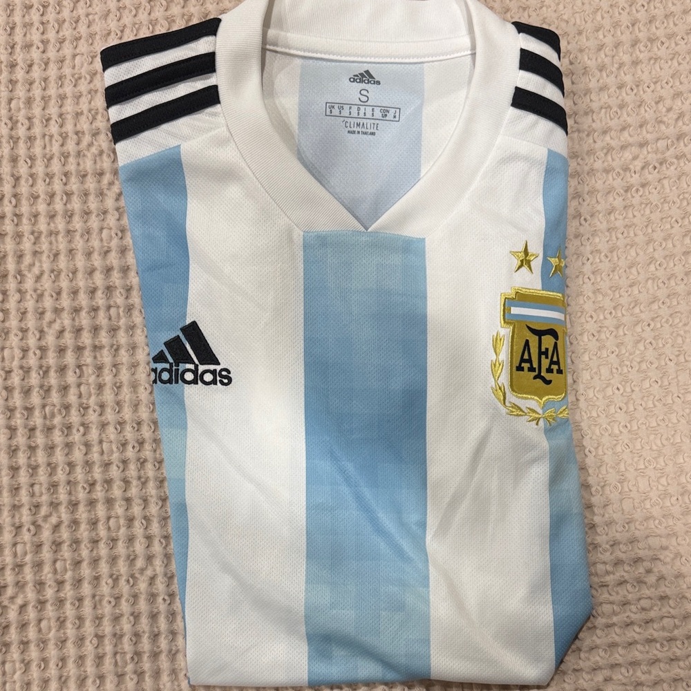 Adidas Light Blue and White Argentina size small Soccer Jersey